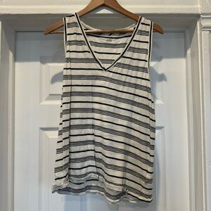 Madewell V-Neck Black and White Striped Tank Top XL
